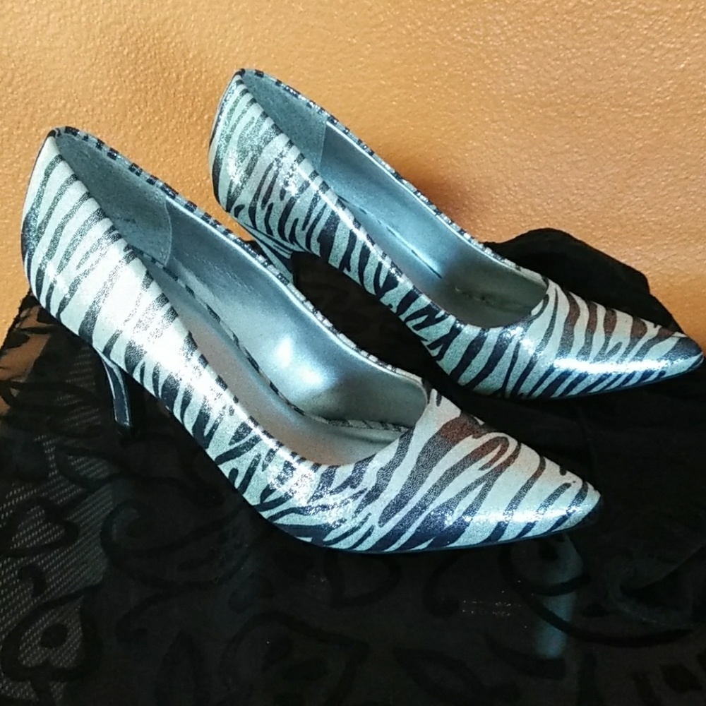 Stilletos Shimmer Zebra Style print